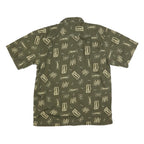 MEL RICHMAN Mens Green & Cream Cotton Blend Shirt 2XL Printed Button Short