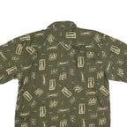 MEL RICHMAN Mens Green & Cream Cotton Blend Shirt 2XL Printed Button Short