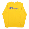 CHAMPION Mens Yellow Long Sleeve Crew Neck Graphic T-Shirt S Cotton Blend