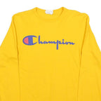 CHAMPION Mens Yellow Long Sleeve Crew Neck Graphic T-Shirt S Cotton Blend