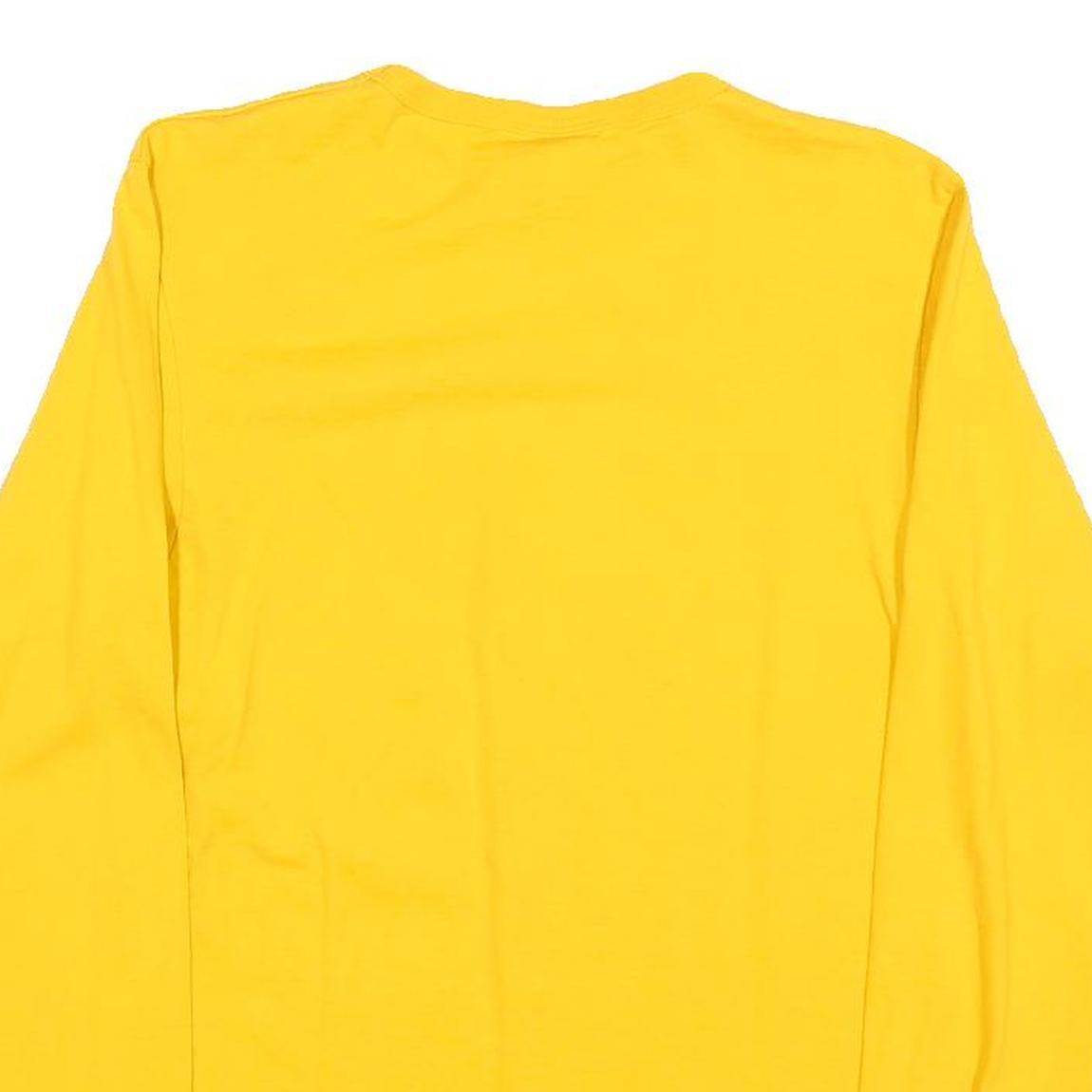CHAMPION Mens Yellow Long Sleeve Crew Neck Graphic T-Shirt S Cotton Blend