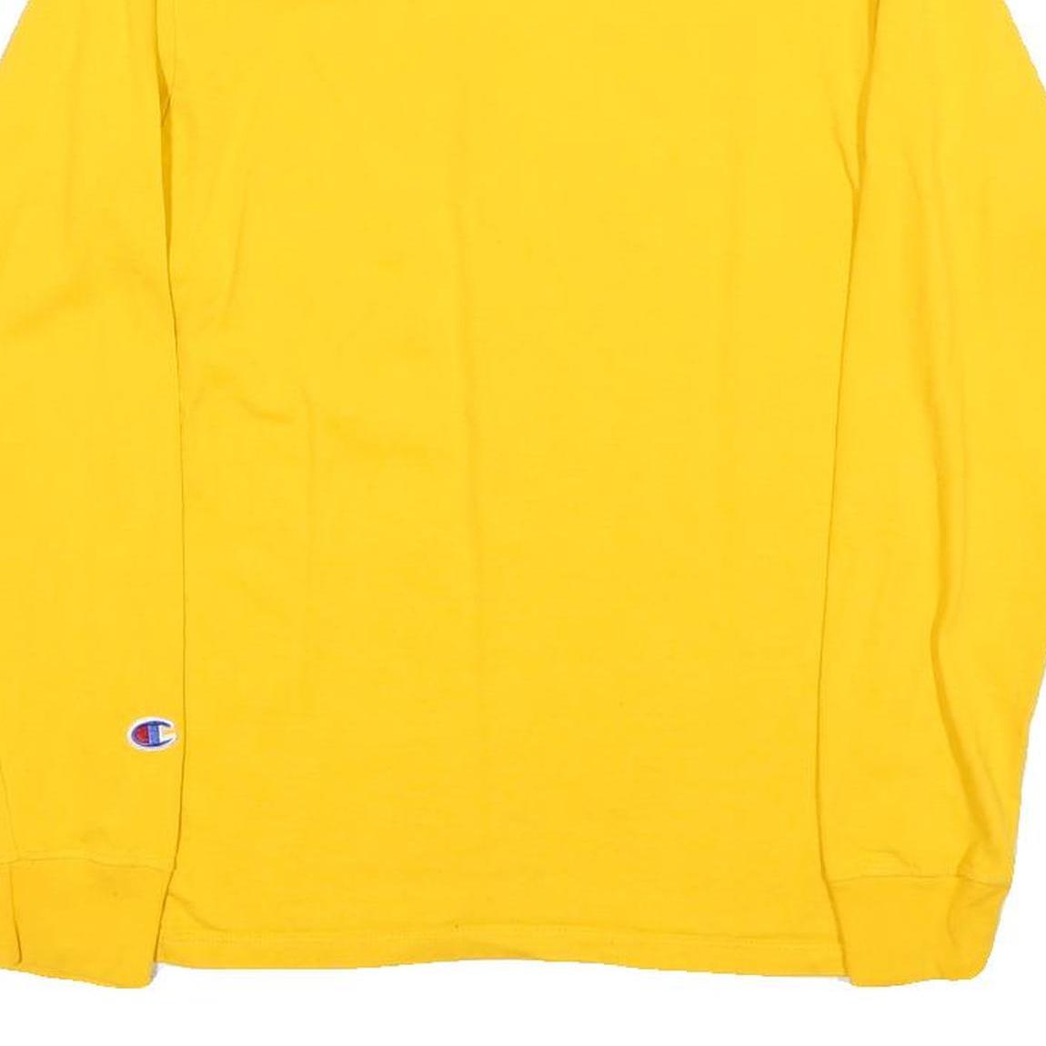 CHAMPION Mens Yellow Long Sleeve Crew Neck Graphic T-Shirt S Cotton Blend