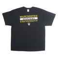 PORT COMPANY Mens Black Manchester Spartans University Graphic T-Shirt XL Short