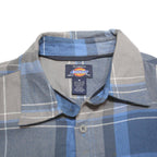 DICKIES Mens Blue & Grey Check Shirt M Cotton Blend Workwear Button Up