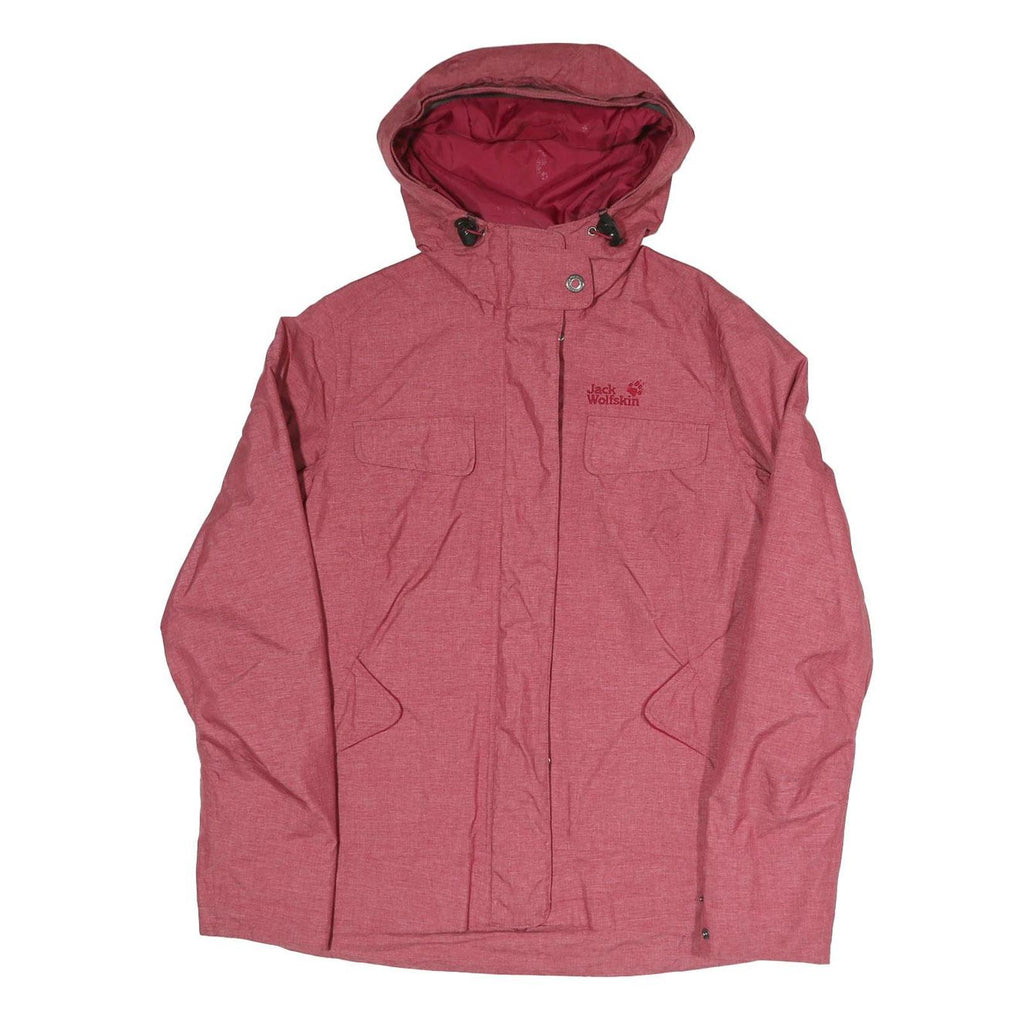 JACK WOLFSKIN Womens Red Jacket UK 12 Polyester Blend Outdoor Zip Hooded