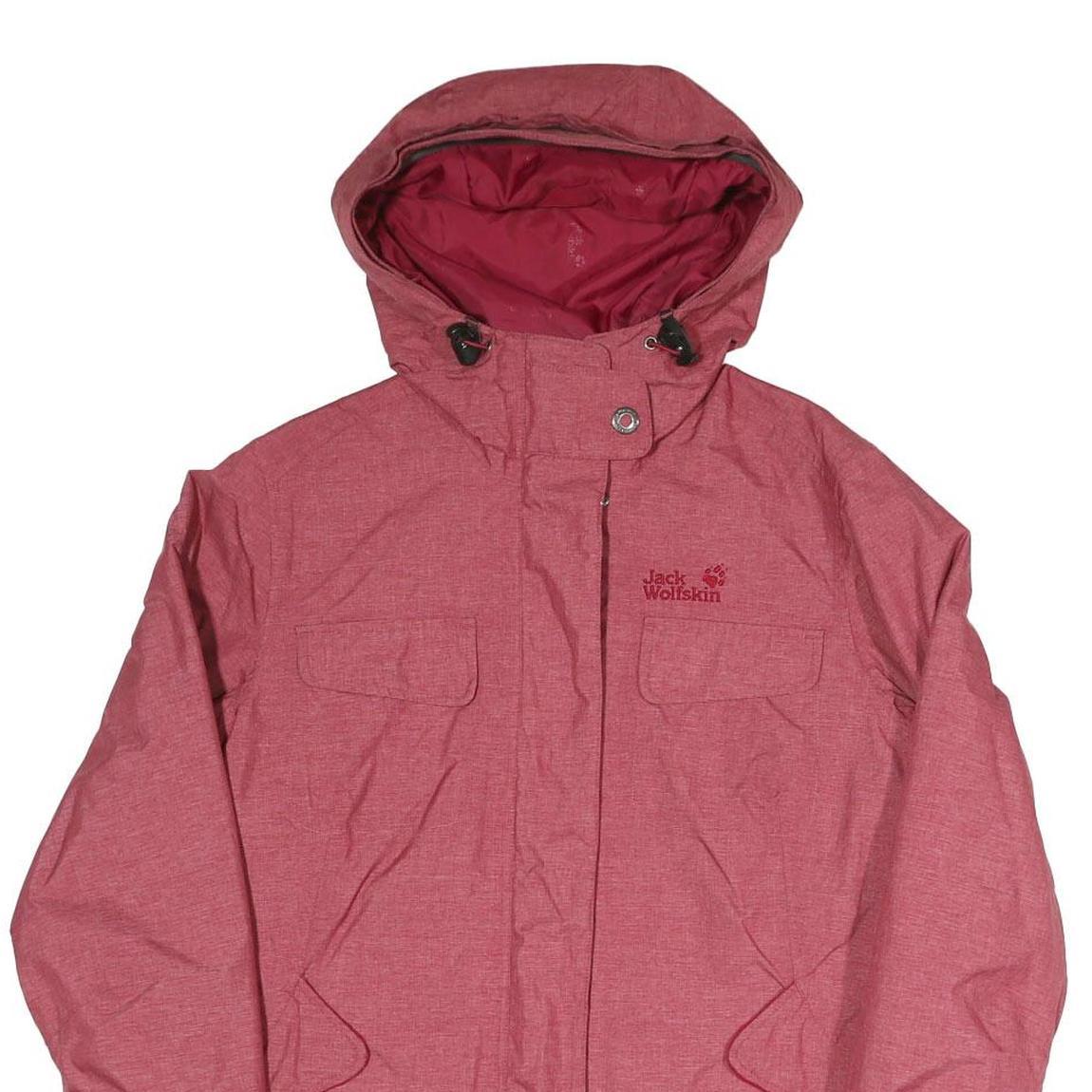JACK WOLFSKIN Womens Red Jacket UK 12 Polyester Blend Outdoor Zip Hooded