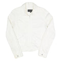 CALVIN KLEIN JEANS Womens White Cotton Blend Zip Jacket S Plain Stylish Classic