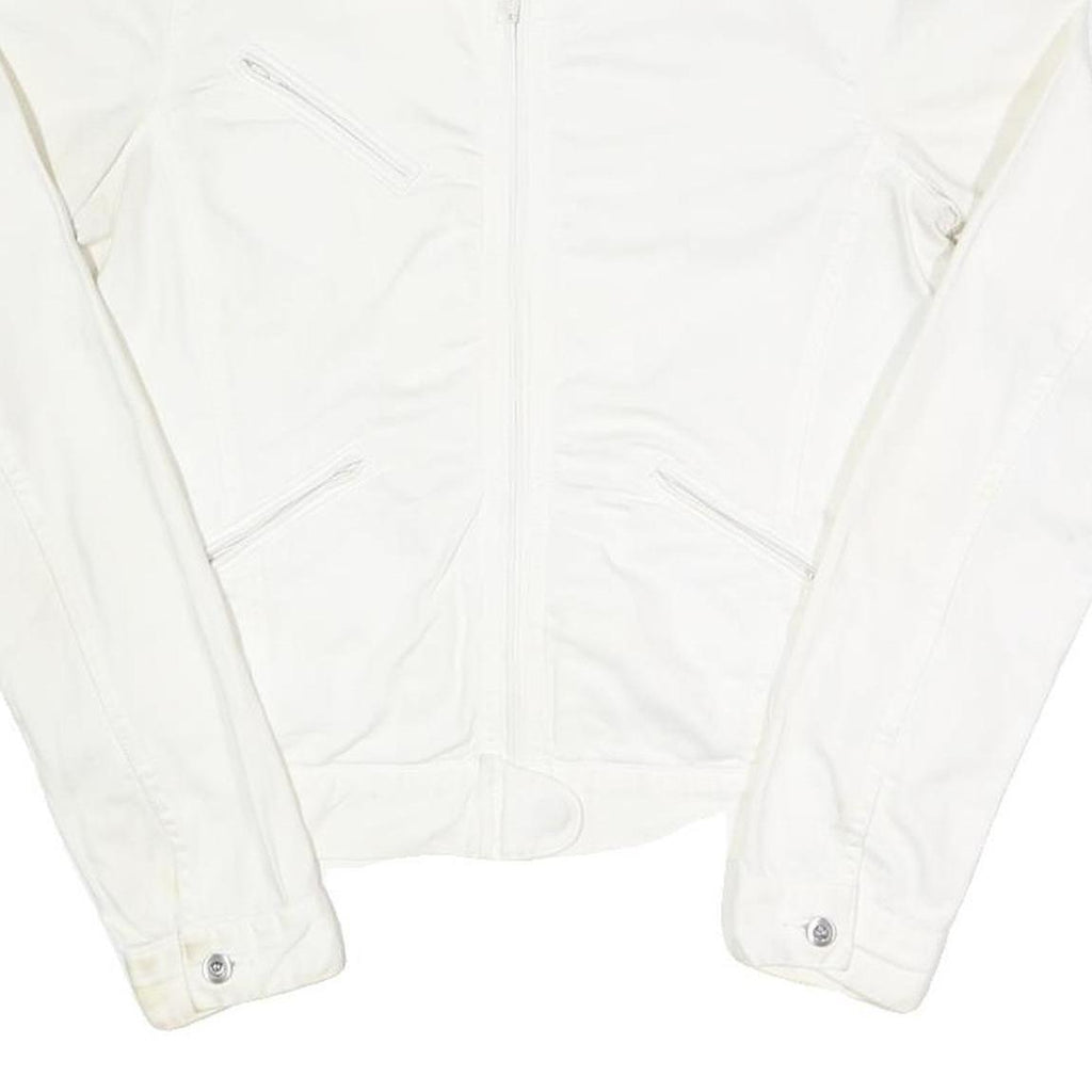 CALVIN KLEIN JEANS Womens White Cotton Blend Zip Jacket S Plain Stylish Classic