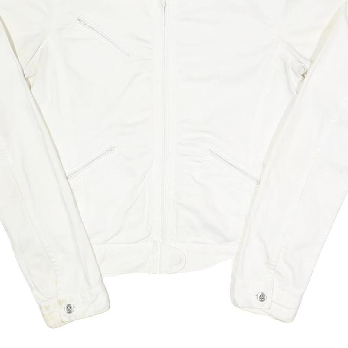 CALVIN KLEIN JEANS Womens White Cotton Blend Zip Jacket S Plain Stylish Classic