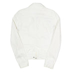 CALVIN KLEIN JEANS Womens White Cotton Blend Zip Jacket S Plain Stylish Classic