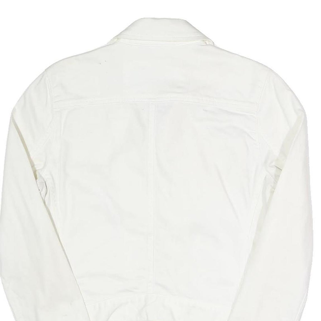 CALVIN KLEIN JEANS Womens White Cotton Blend Zip Jacket S Plain Stylish Classic
