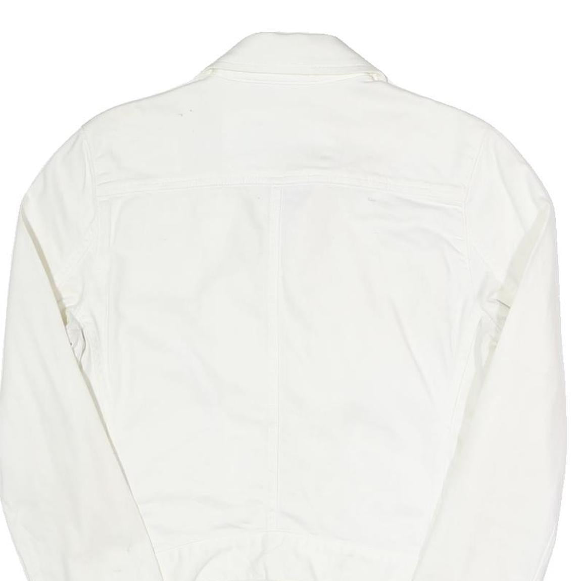 CALVIN KLEIN JEANS Womens White Cotton Blend Zip Jacket S Plain Stylish Classic