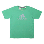 ADIDAS Boys Green Crew Neck Short Sleeve Cotton Blend T-Shirt 13-14Y