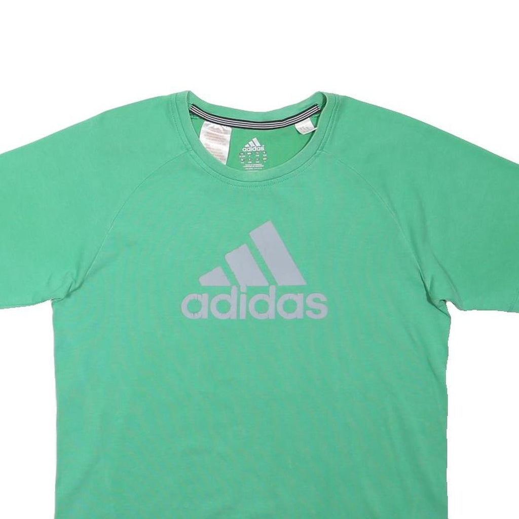 ADIDAS Boys Green Crew Neck Short Sleeve Cotton Blend T-Shirt 13-14Y