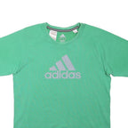 ADIDAS Boys Green Crew Neck Short Sleeve Cotton Blend T-Shirt 13-14Y