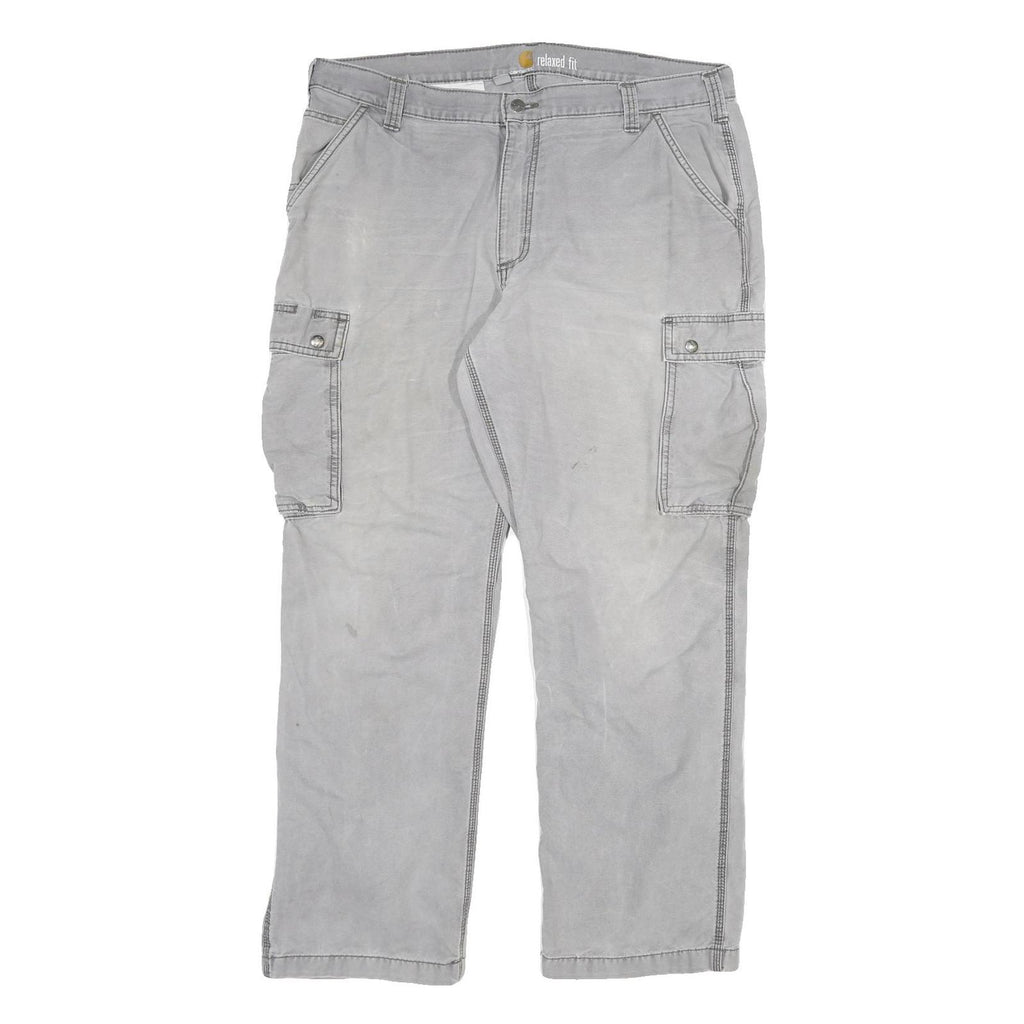 CARHARTT Mens Cotton Blend Grey Relaxed Cargo Trousers W40 L32 Workwear