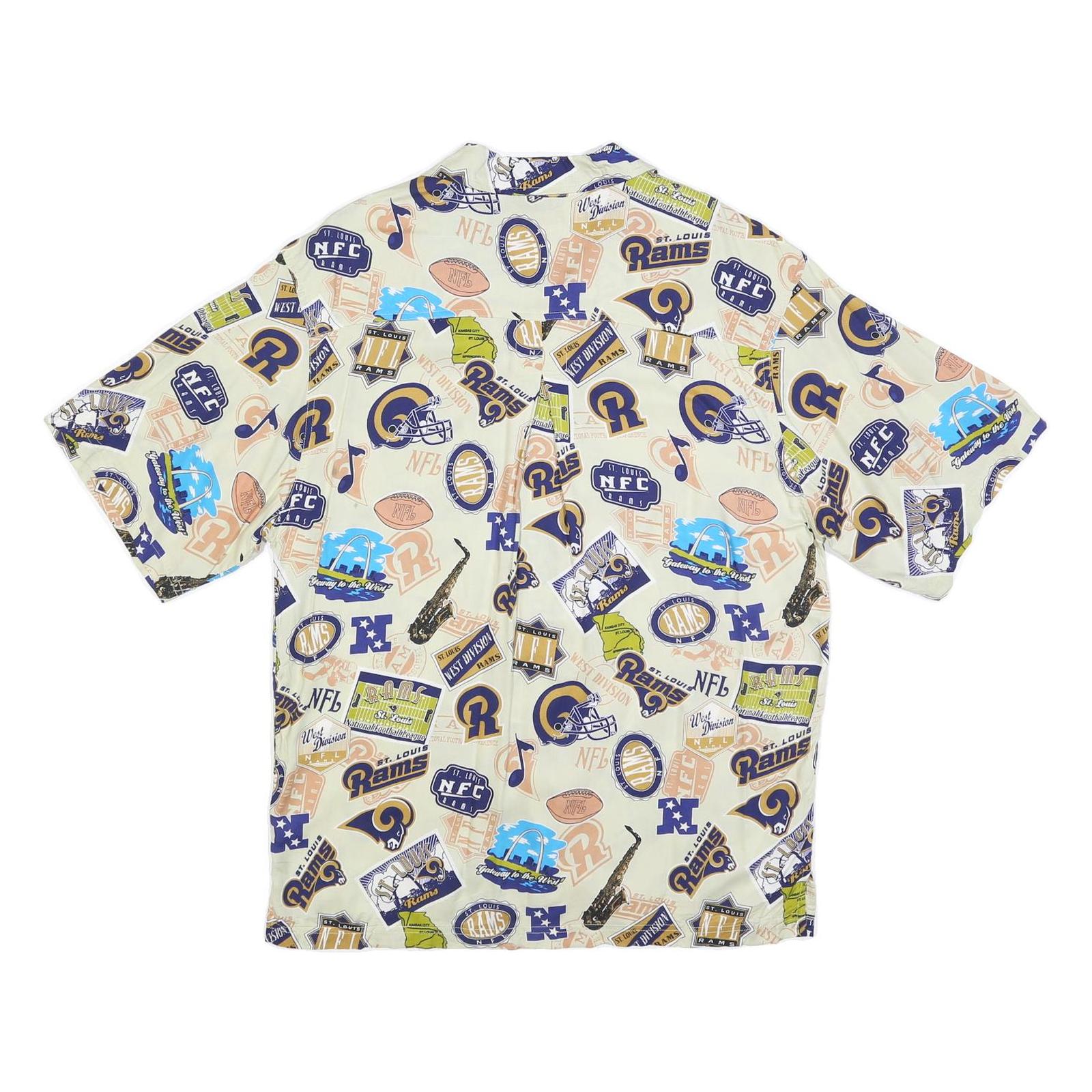 NFL Mens Cream St Louis Rams Rayon Shirt M Vintage Football Logos