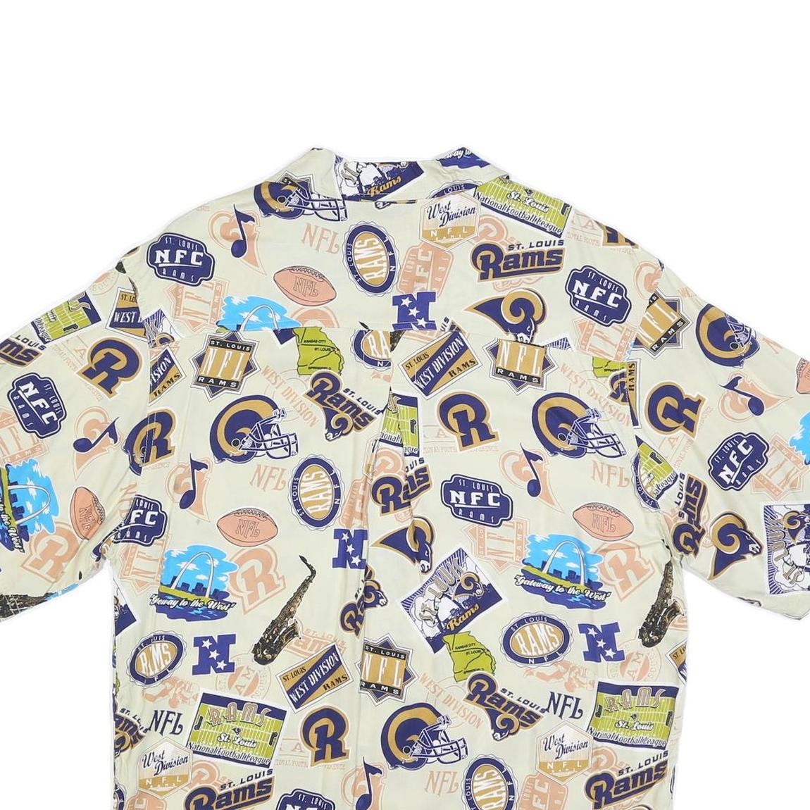 NFL Mens Cream St Louis Rams Rayon Shirt M Vintage Football Logos