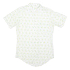 Mens White & Yellow Abstract Print Short Sleeve Cotton Blend Shirt M Casual