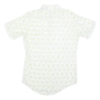 Mens White & Yellow Abstract Print Short Sleeve Cotton Blend Shirt M Casual