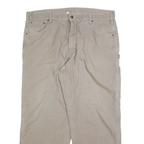 CARHARTT Mens Regular Beige Cotton Blend Trousers W42 L32 Workwear Zip Closure