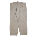 CARHARTT Mens Regular Beige Cotton Blend Trousers W42 L32 Workwear Zip Closure