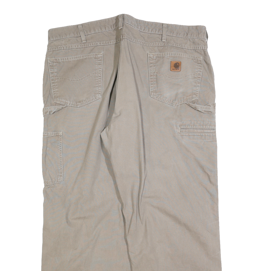CARHARTT Mens Regular Beige Cotton Blend Trousers W42 L32 Workwear Zip Closure