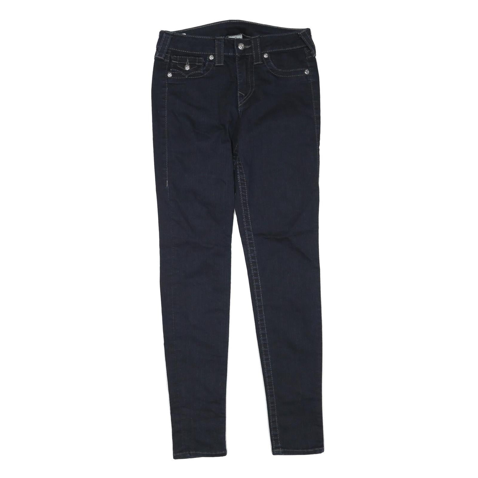 TRUE RELIGION Womens Jeans Blue Regular Skinny Denim Dark W28 L31 Zip Cotton