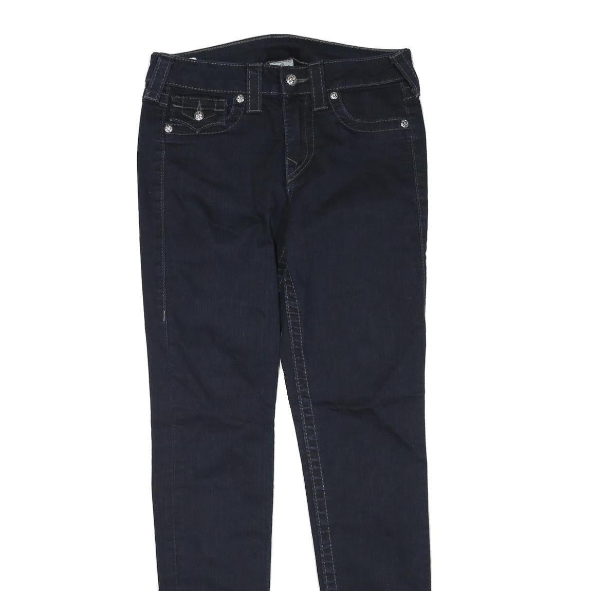 TRUE RELIGION Womens Jeans Blue Regular Skinny Denim Dark W28 L31 Zip Cotton