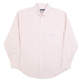 NAUTICA Mens Pink & White Check Shirt L Cotton Blend Button-Down Sleeve