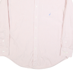 NAUTICA Mens Pink & White Check Shirt L Cotton Blend Button-Down Sleeve