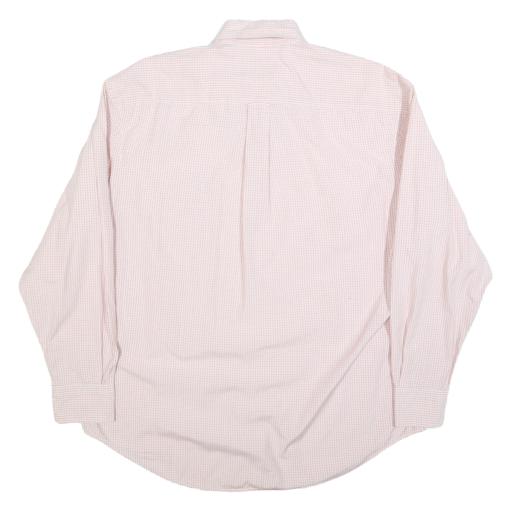 NAUTICA Mens Pink & White Check Shirt L Cotton Blend Button-Down Sleeve
