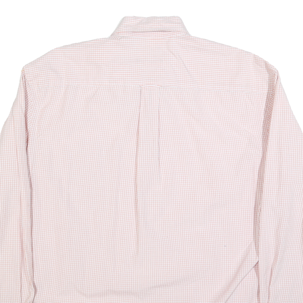 NAUTICA Mens Pink & White Check Shirt L Cotton Blend Button-Down Sleeve