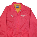 DUCKSTER Mens Red Nylon Button Jacket L Plain Casual Lightweight Warm