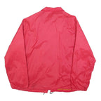 DUCKSTER Mens Red Nylon Button Jacket L Plain Casual Lightweight Warm