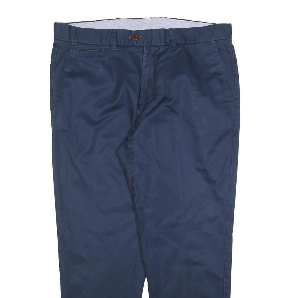 TOMMY HILFIGER Mens Cotton Blend Navy Blue Regular Straight Trousers W36 L30
