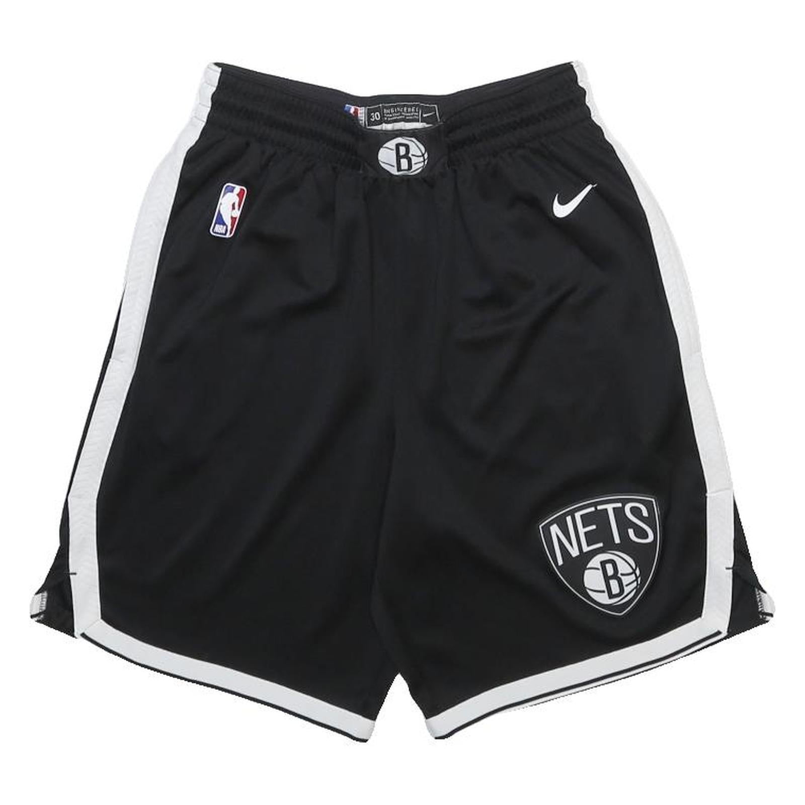 NIKE Mens Black & White Brooklyn Nets Sports Basketball Casual Shorts S W24