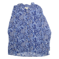 TRAVELSMITH Womens Blue Paisley Shirt L Rayon Long Sleeve Button Closure