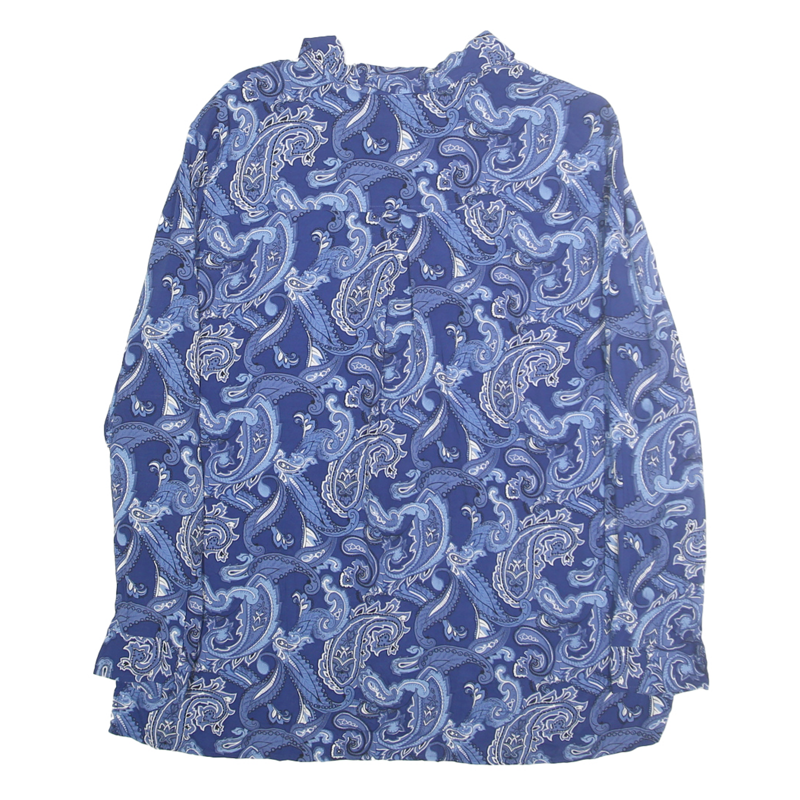 TRAVELSMITH Womens Blue Paisley Shirt L Rayon Long Sleeve Button Closure