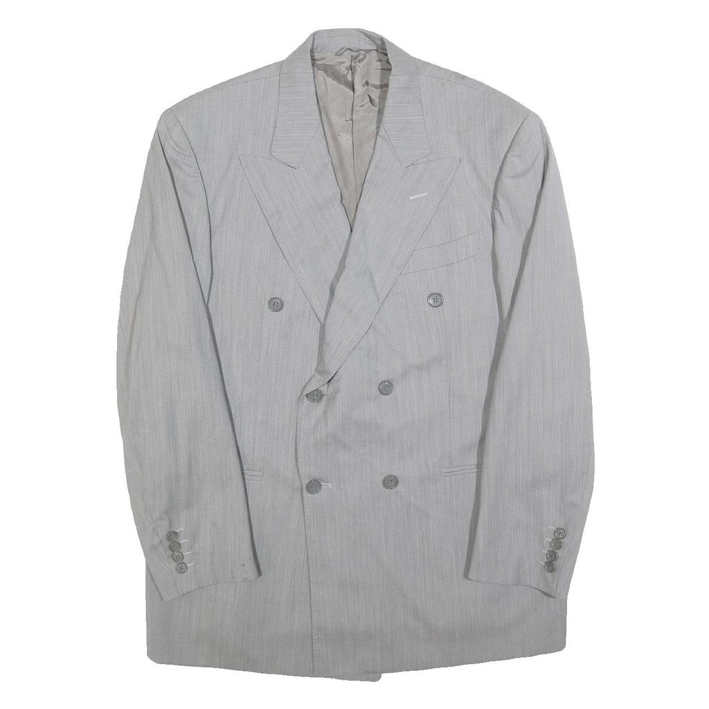 CERRUTI Mens Grey Wool Double Breasted Jacket L Woven Classic Button Closure