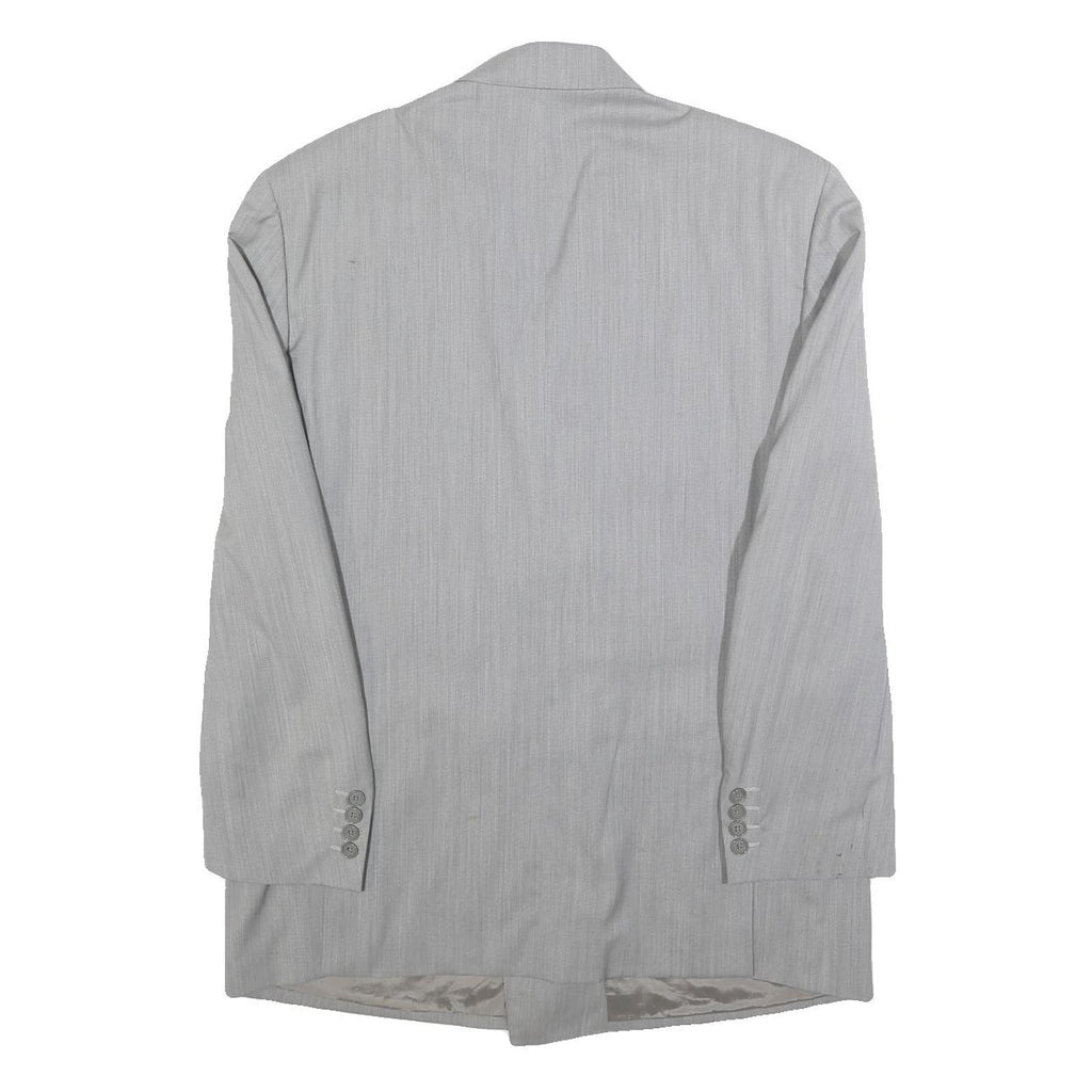 CERRUTI Mens Grey Wool Double Breasted Jacket L Woven Classic Button Closure