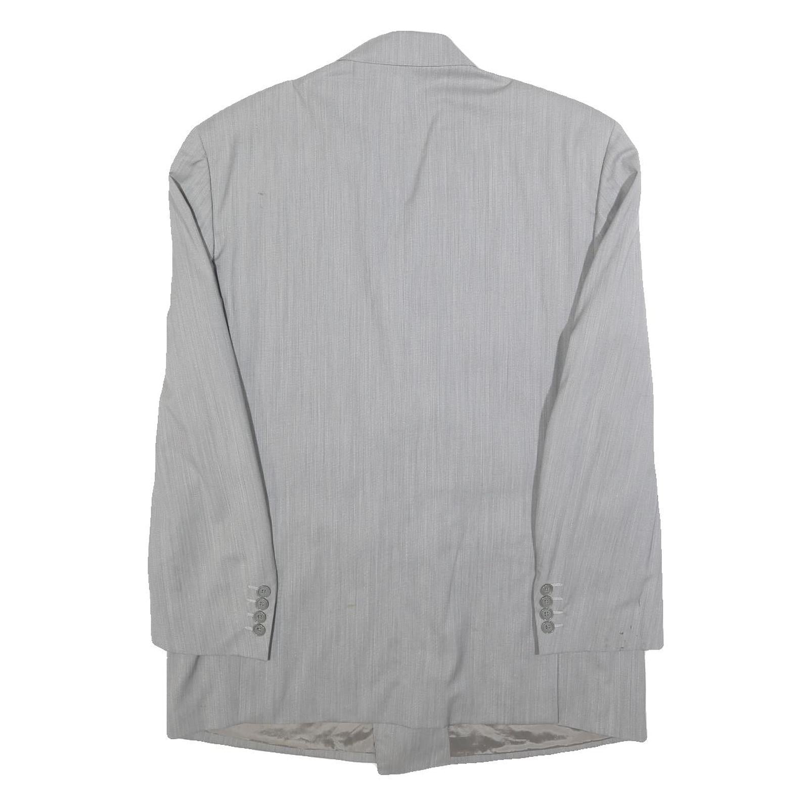 CERRUTI Mens Grey Wool Double Breasted Jacket L Woven Classic Button Closure