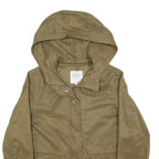 ZARA Womens Beige Cotton Blend Jacket M Plain Hooded Zip Casual Outerwear