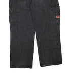 Mens Black Cotton Blend Regular Fit Cargo Jeans W40 L30 Utility Pocket Zip