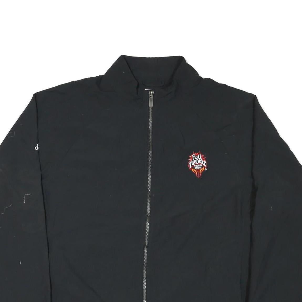 ADIDAS Mens Black Nylon Track Jacket L Plain Full Throttle Logo Casual