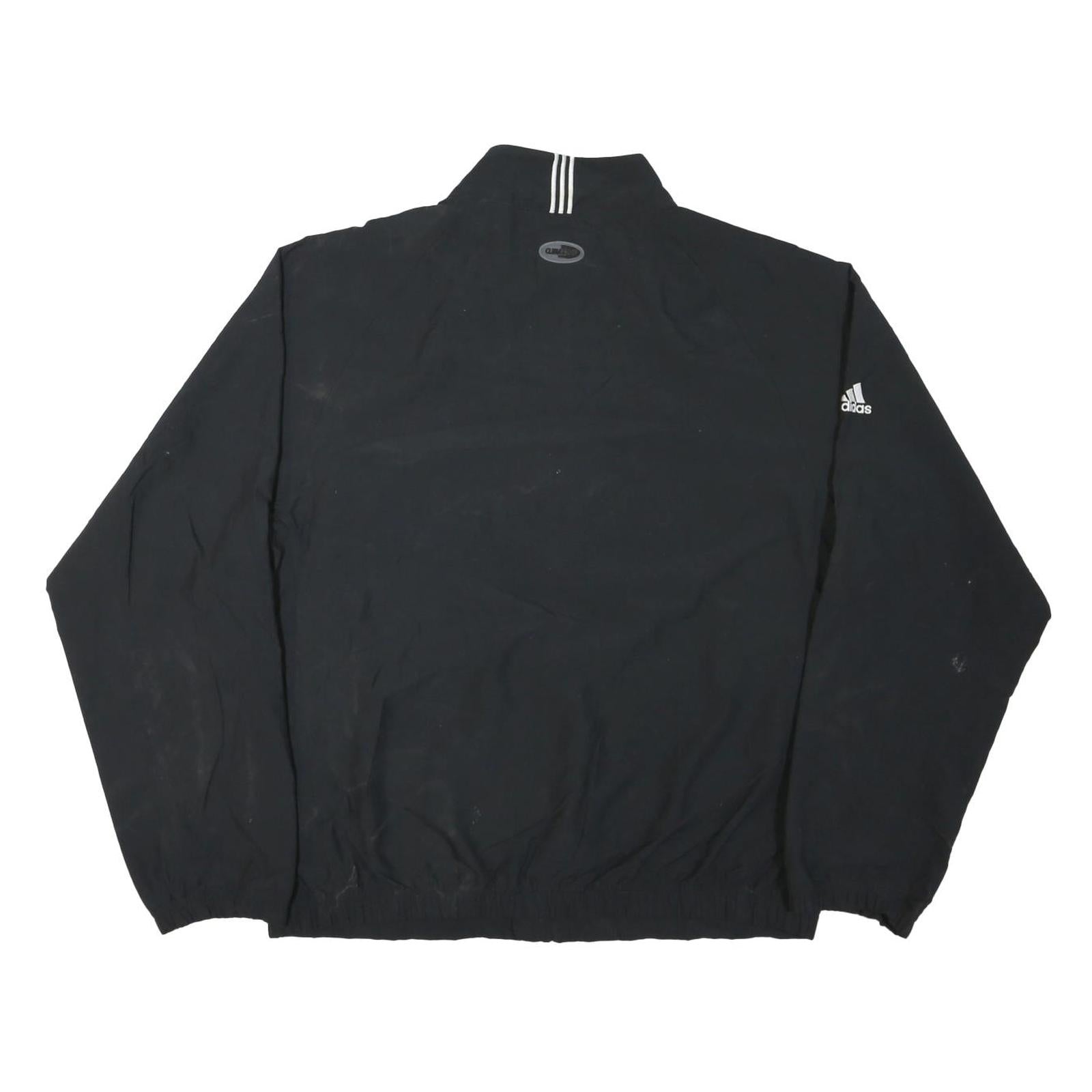 ADIDAS Mens Black Nylon Track Jacket L Plain Full Throttle Logo Casual