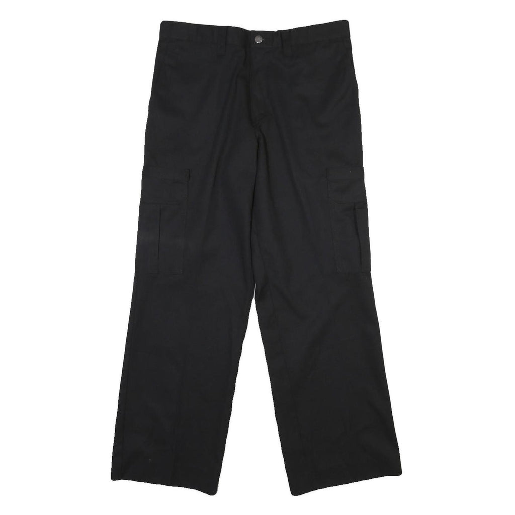 DICKIES Mens Cotton Blend Black Regular Straight Trousers W33 L30 Zip Closure
