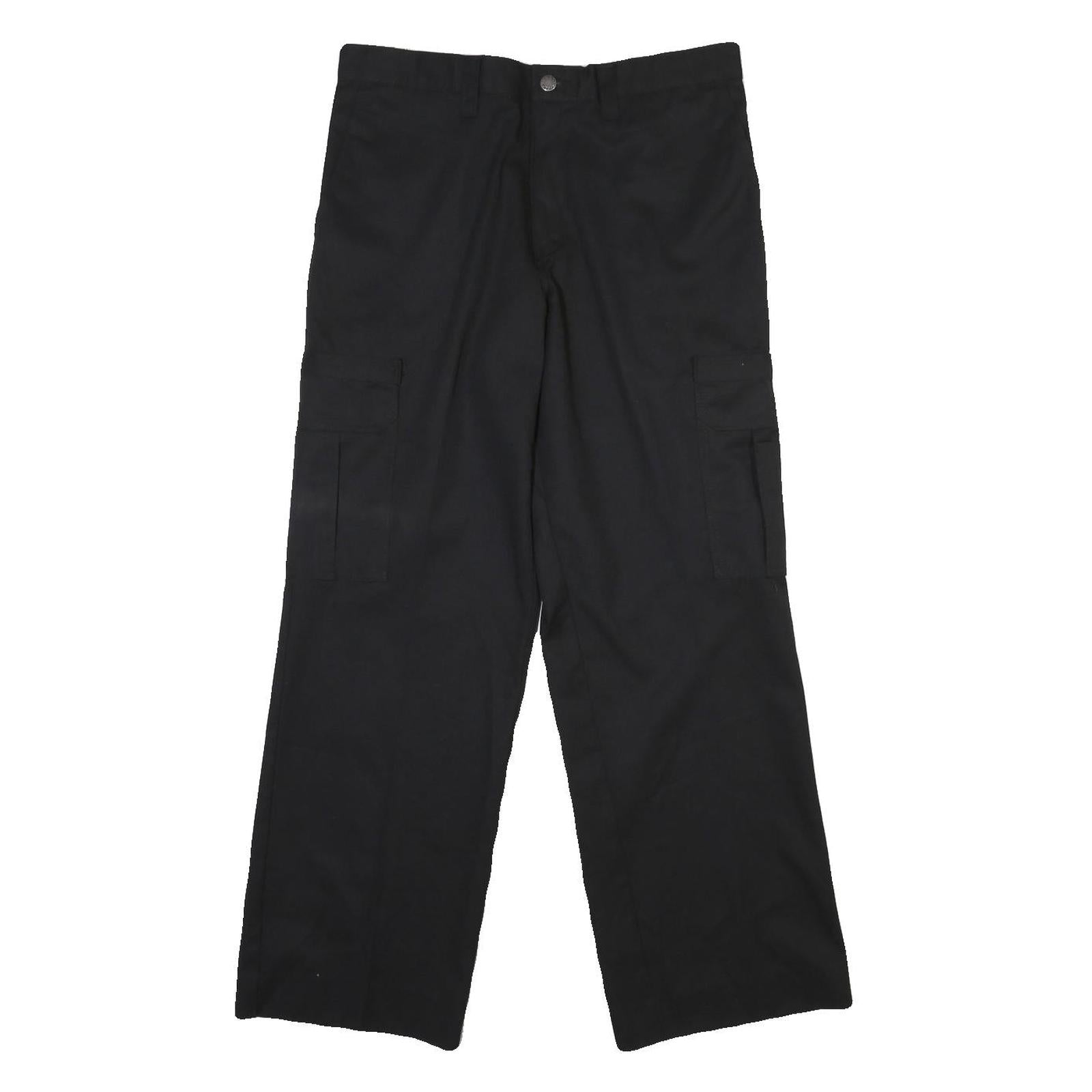 DICKIES Mens Cotton Blend Black Regular Straight Trousers W33 L30 Zip Closure