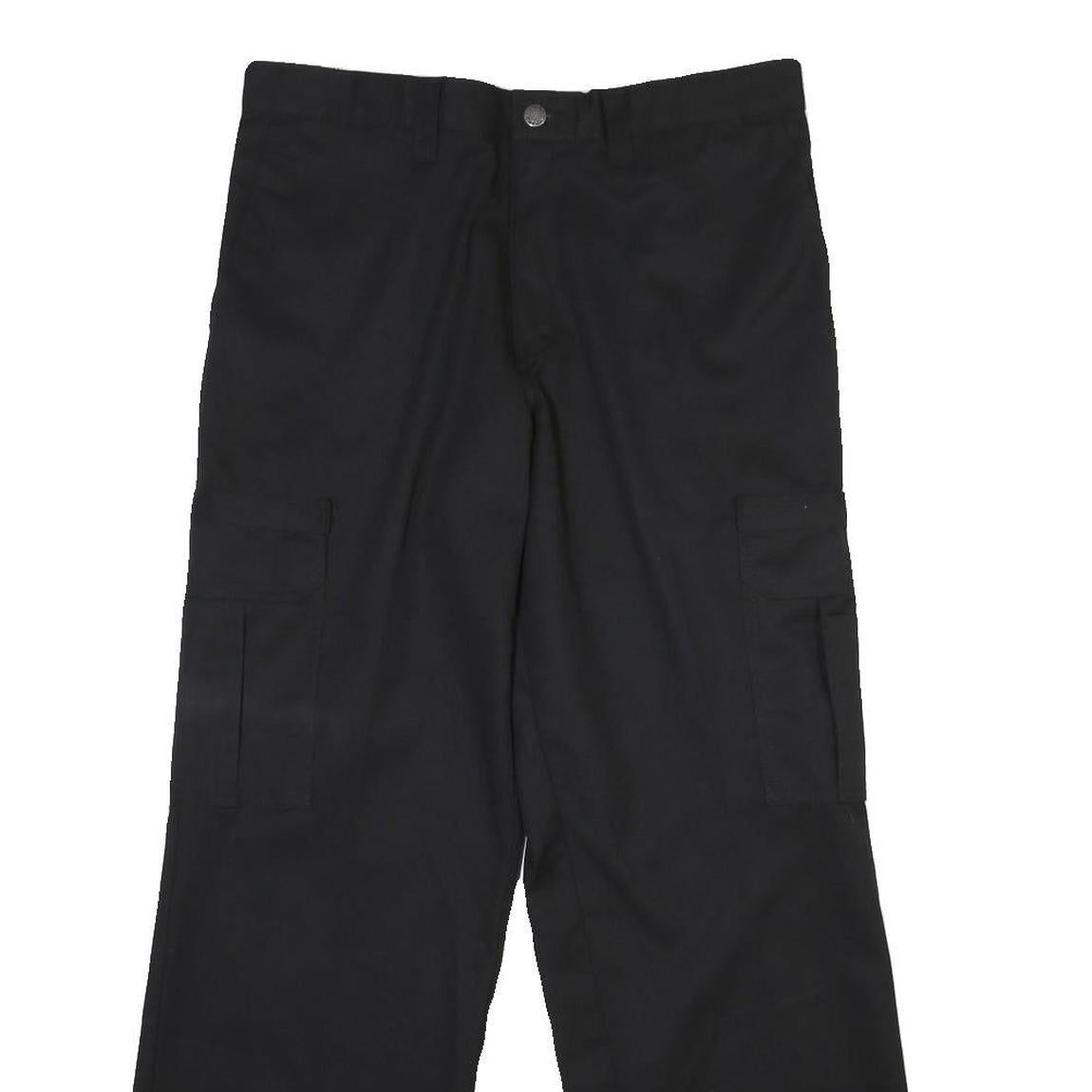 DICKIES Mens Cotton Blend Black Regular Straight Trousers W33 L30 Zip Closure