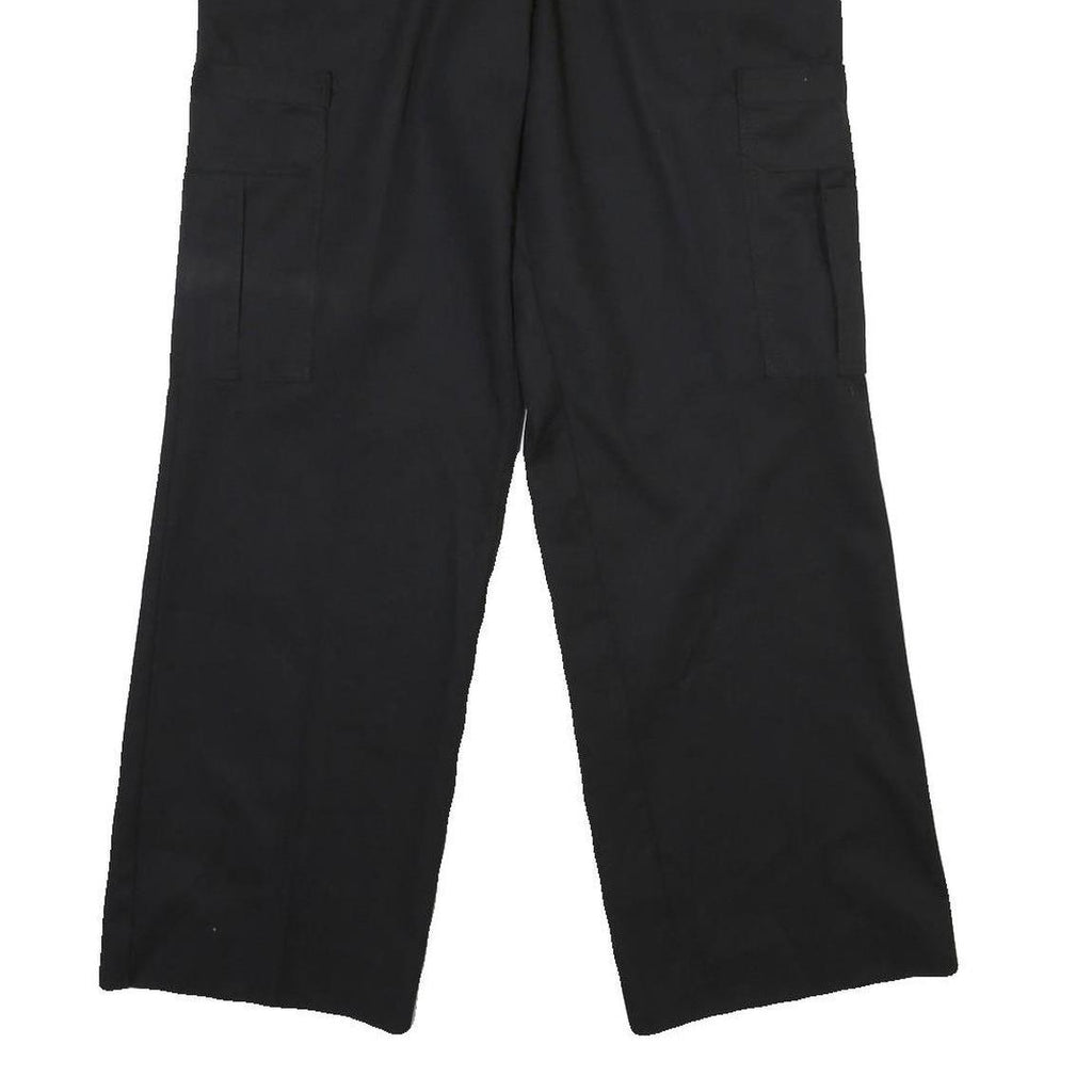 DICKIES Mens Cotton Blend Black Regular Straight Trousers W33 L30 Zip Closure